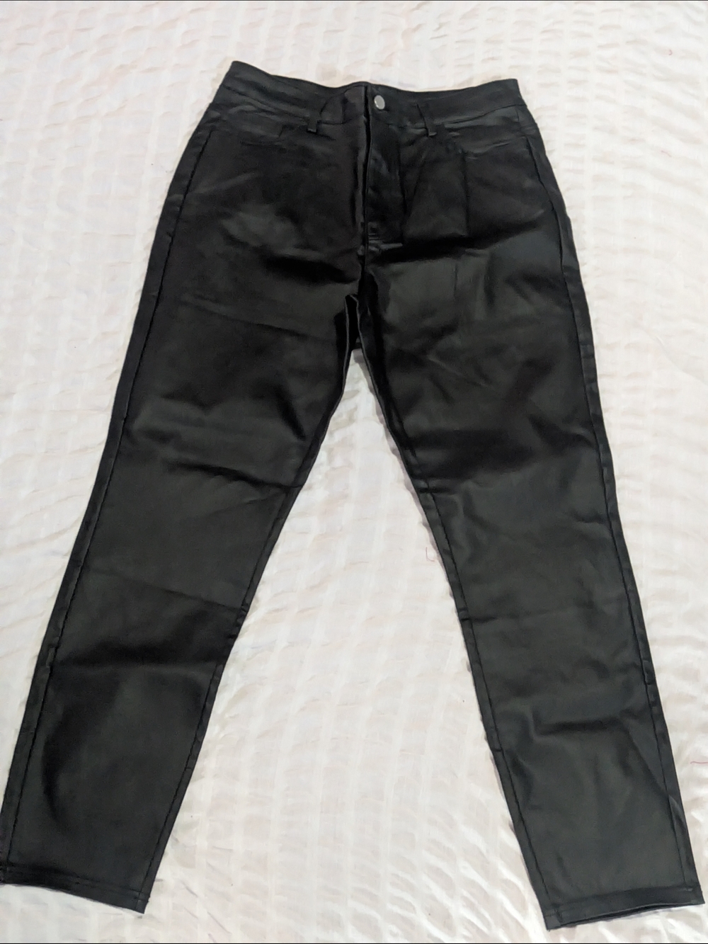 Black Straight-Leg Faux Leather Women’s Pants — Sleek Everyday Staple
